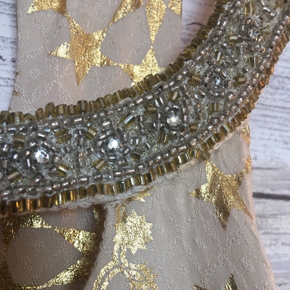 Kimchi Blue Cornelia Beaded Neck Gold Mini Dress - Picture 3 of 7